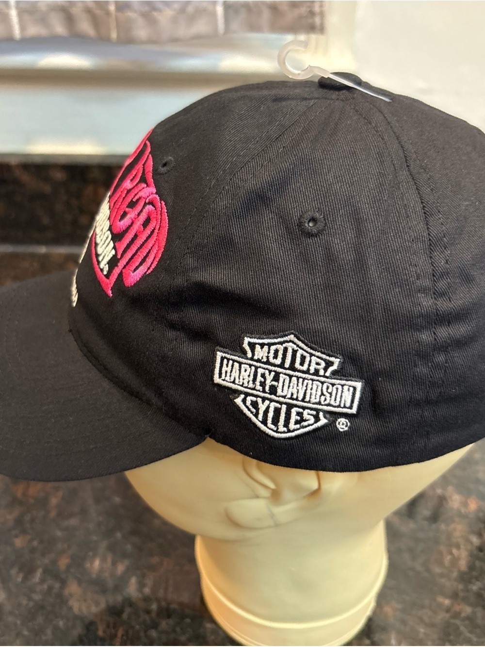 Harley-Davidson Black Baseball Cap with Pink Mother Road Embroidery - Picture 2 of 7